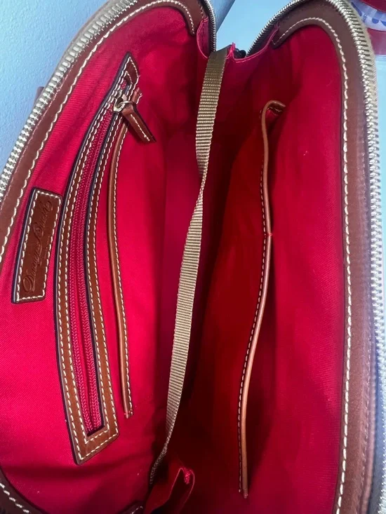 Dooney & Bourke Authenticated Pebble Grain Leather Zip Satchel Cognac Brown Bag - Picture 7 of 9